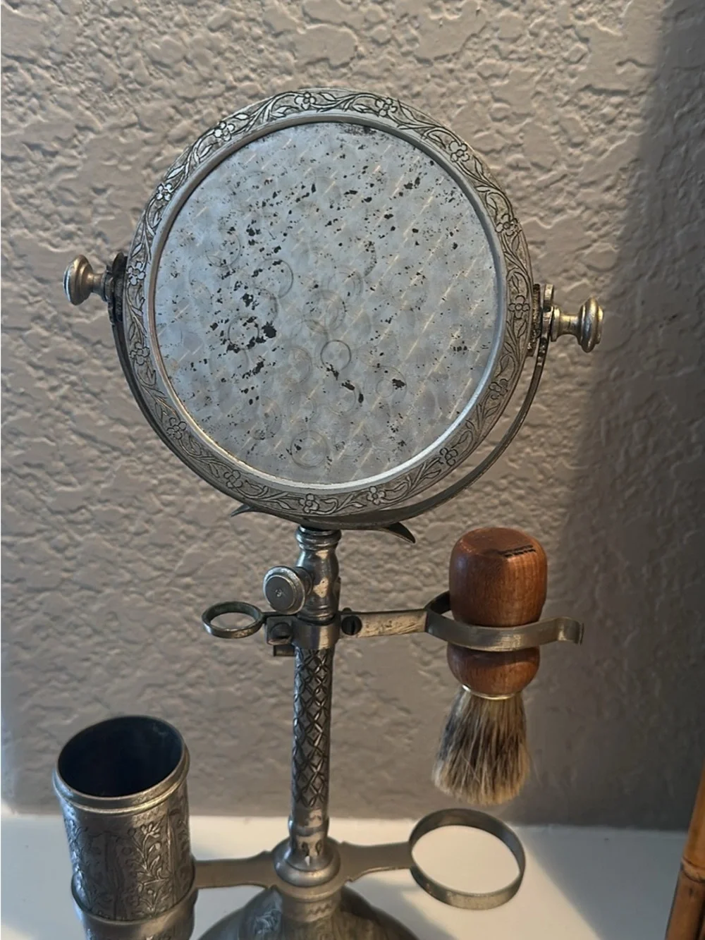 Vintage Shaving Stand and Mirror from India